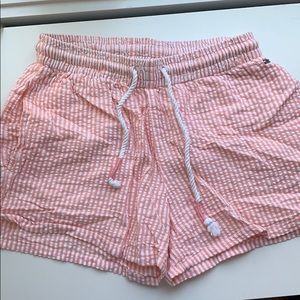 beach peach striped shorts